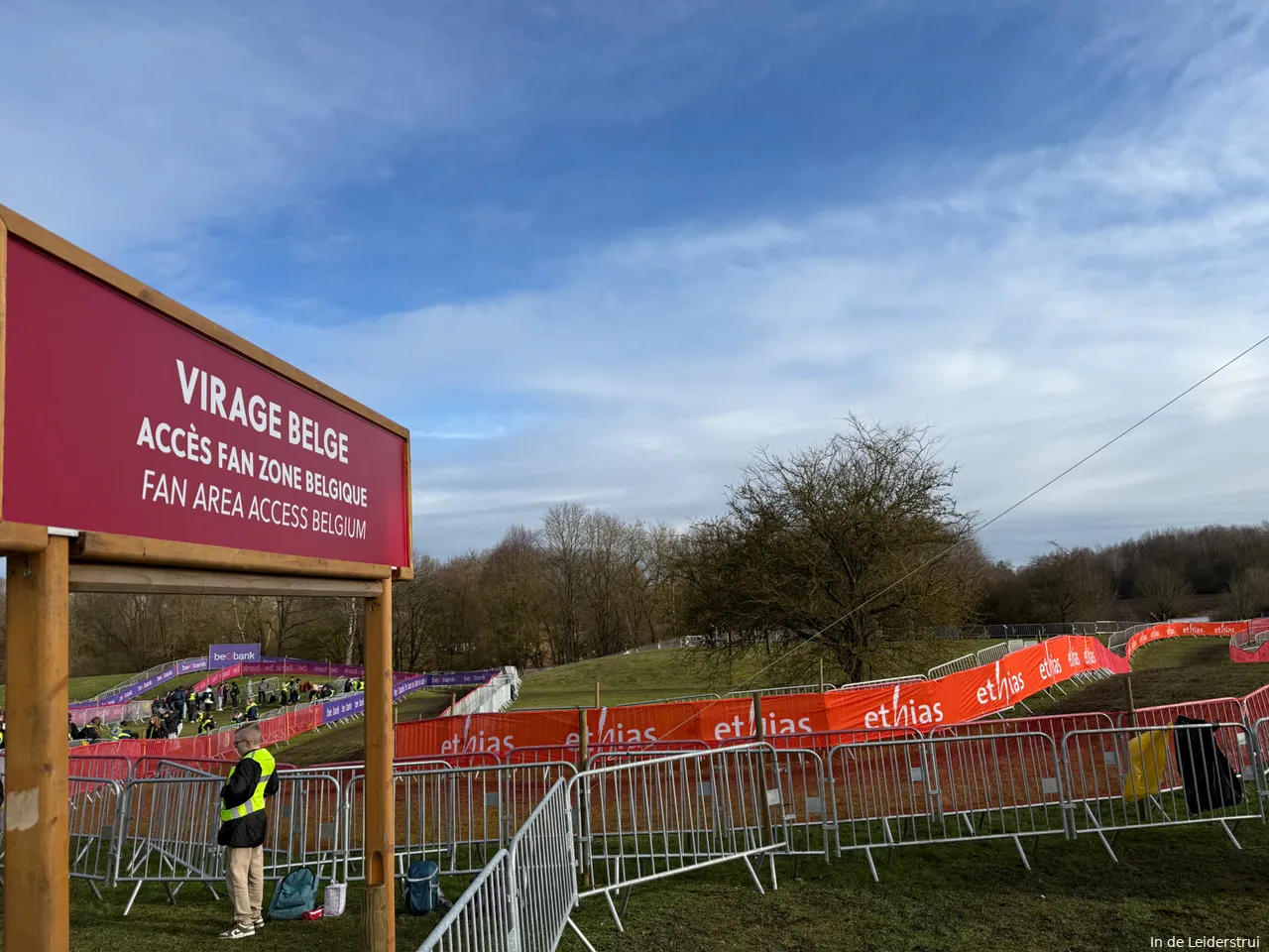 After a loop around the Belgian fan zone, riders face the most difficult section of the course — the off-camber slope