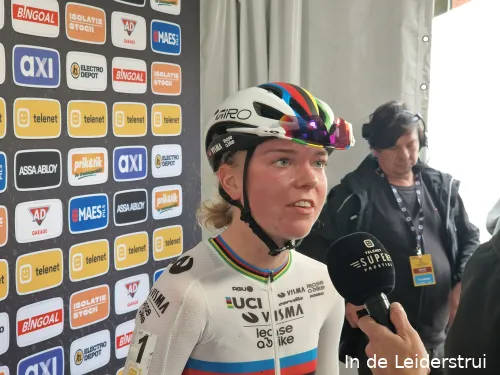 Fem van Empel in the flash interview after the race in Overijse