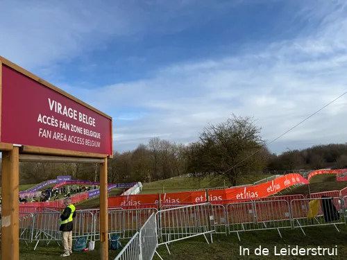 After a loop around the Belgian fan zone, riders face the most difficult section of the course — the off-camber slope