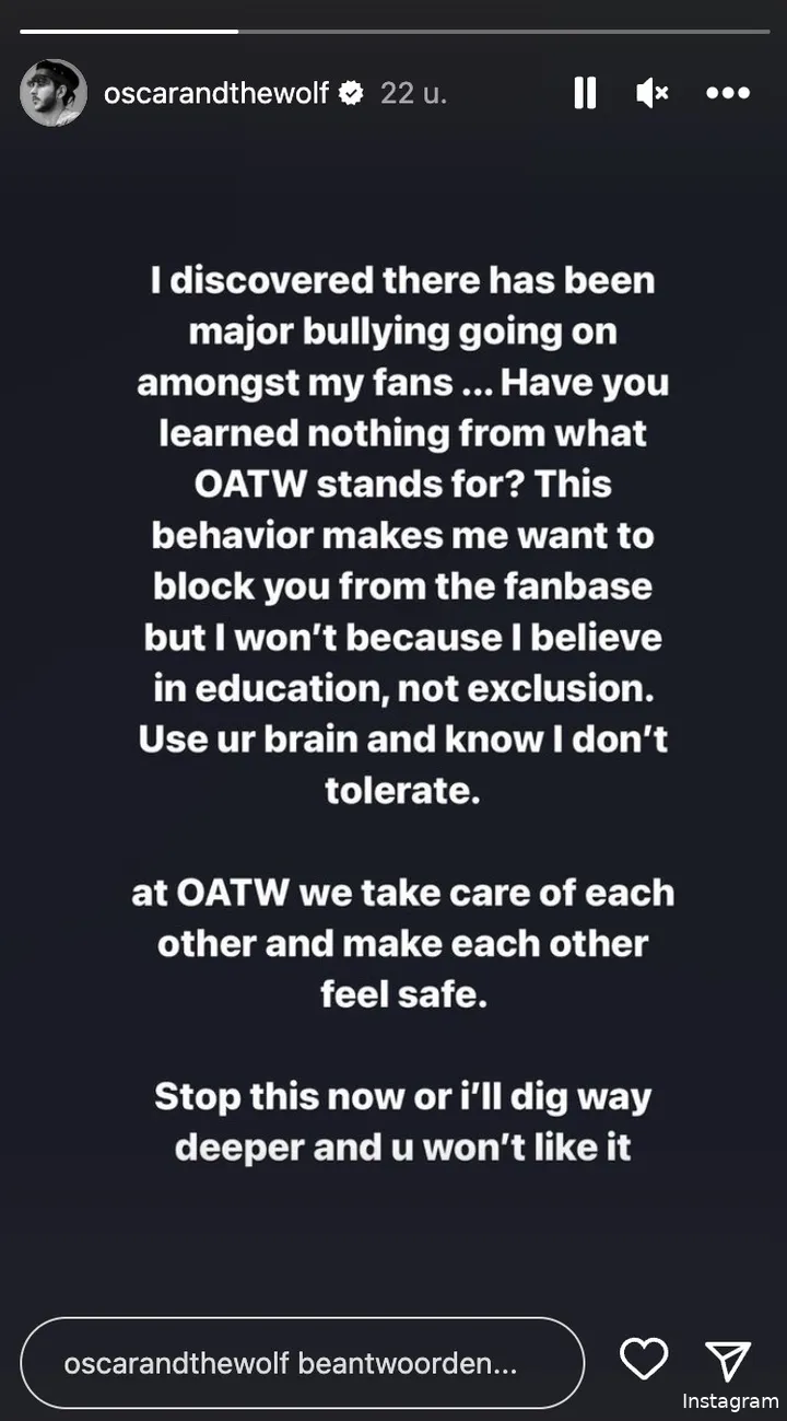 Bron: Instagram Stories (@oscarandthewolf)