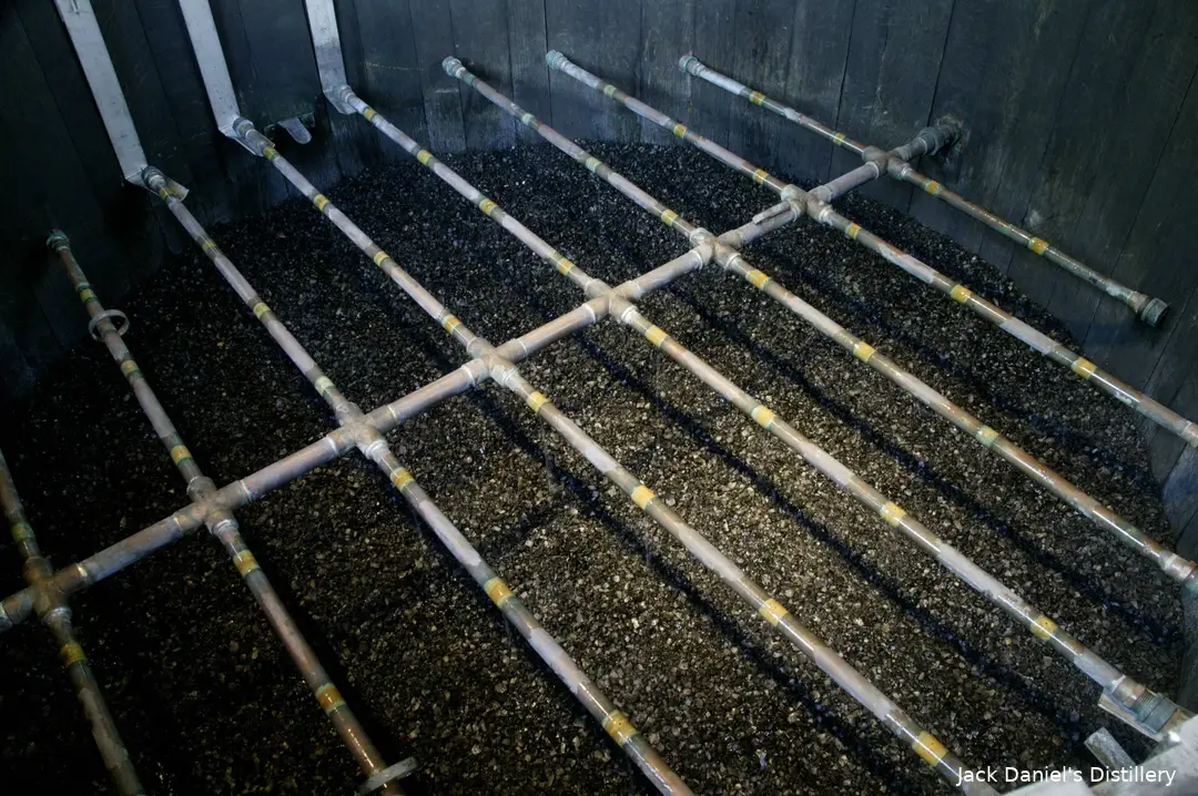 Charcoal mellowing vat (inside view)