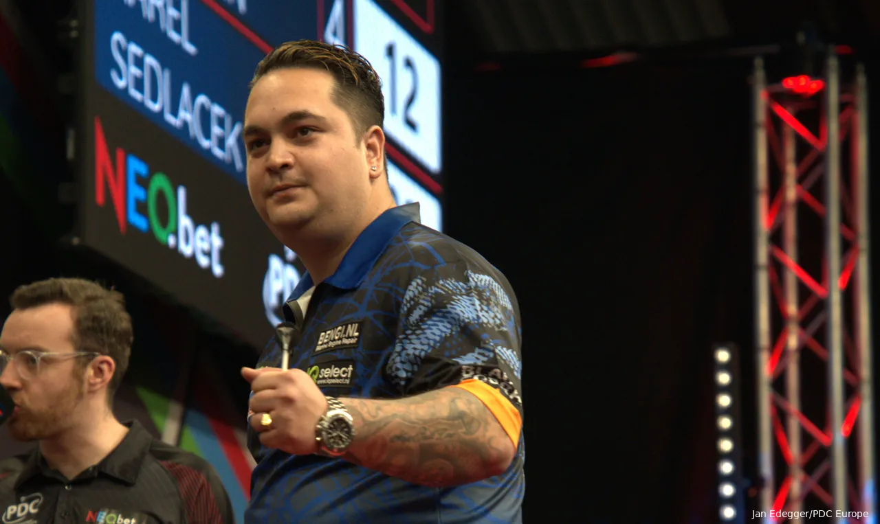 Jeffrey de Zwaan gooide het derde hoogste gemiddelde tijdens Players Championship 20
