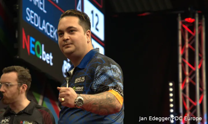 Jeffrey de Zwaan gooide het derde hoogste gemiddelde tijdens Players Championship 20
