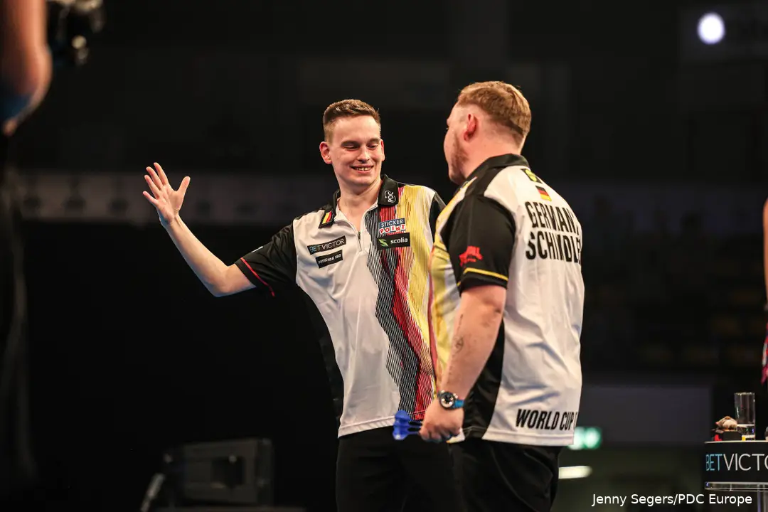 Martin Schindler and Ricardo Pietreczko representing Germany at the 2026 World Cup of Darts