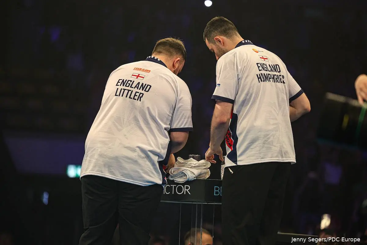 Luke Littler and Luke Humphries representing England at the 2025 World Cup of Darts