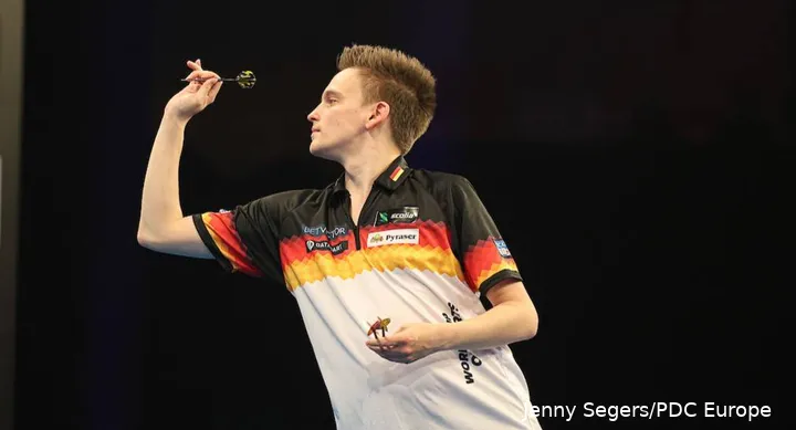 Ricardo Pietreczko in action for Germany at the 2025 World Cup of Darts&nbsp;