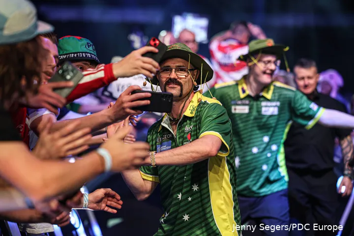 Damon Heta and Adam Leek representing Australia at the 2026 World Cup of Darts