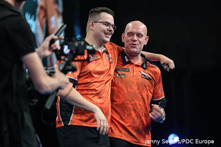 Gian Van Veen and Michael van Gerwen representing Netherlands at the 2026 World Cup of Darts
