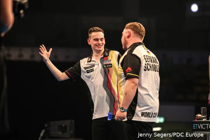 Martin Schindler and Ricardo Pietreczko representing Germany at the 2026 World Cup of Darts