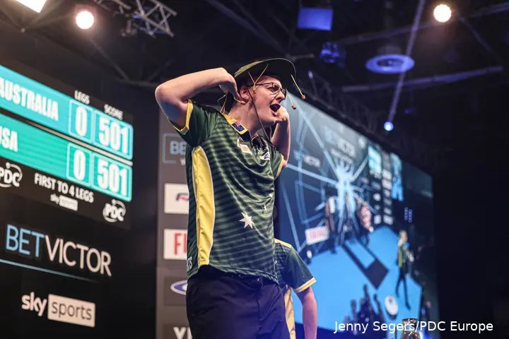 Adam Leek beim World Cup of Darts 2026.
