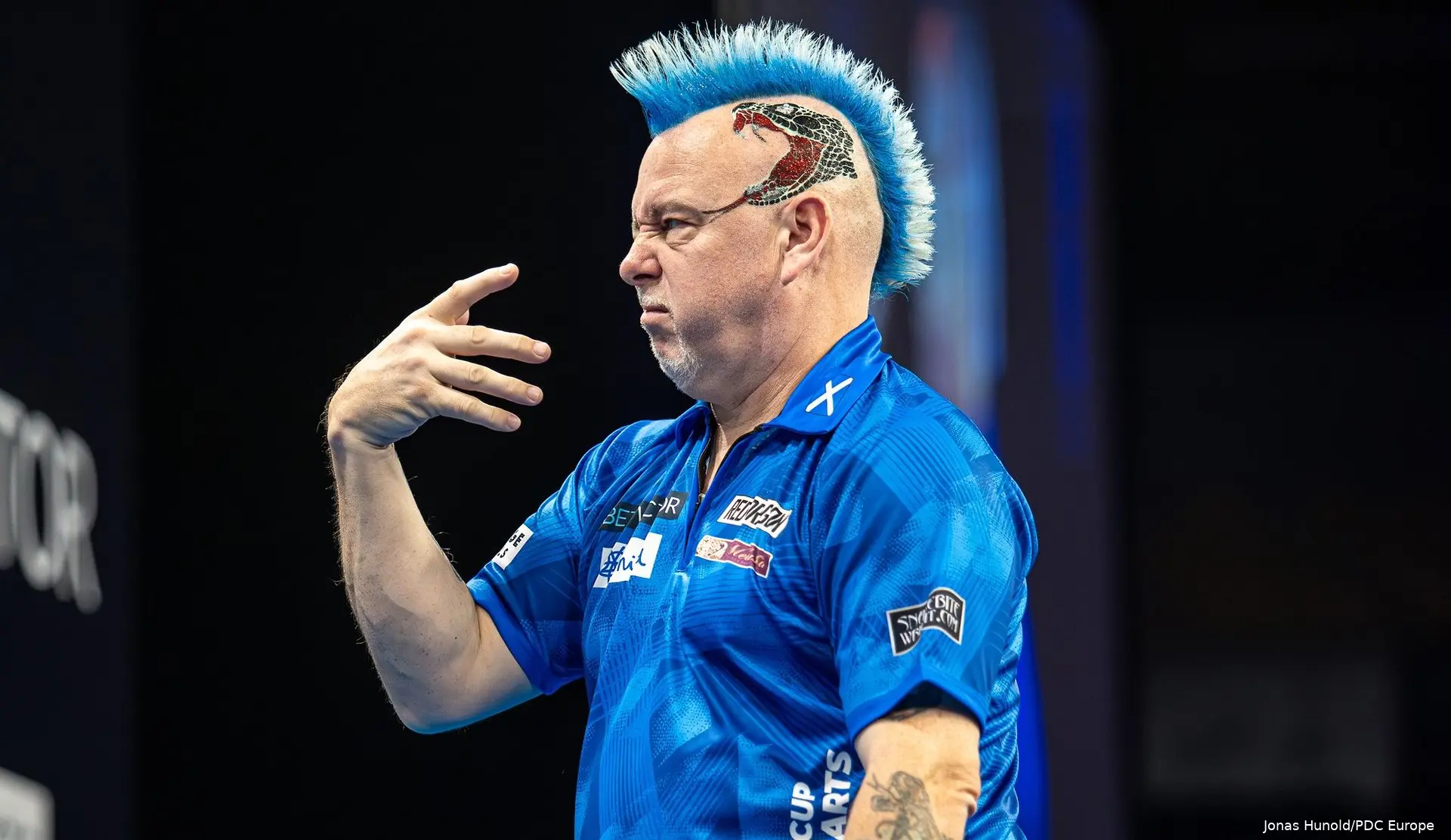 Peter Wright representing Scotland at the World Cup of Darts