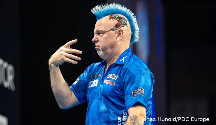 Peter Wright representing Scotland at the World Cup of Darts
