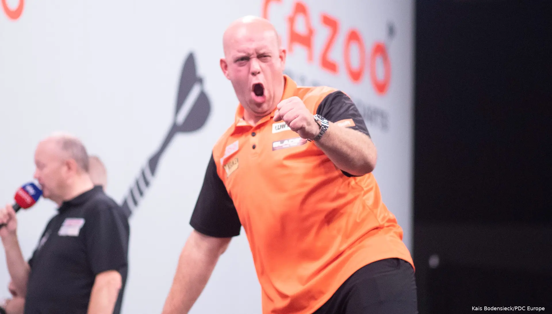 Van Gerwen celebrates.