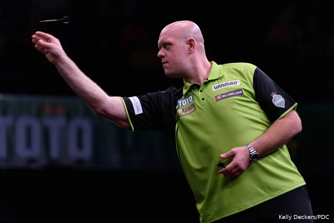 Michael van Gerwens strandde in de kwartfinales van de Dutch Darts Masters
