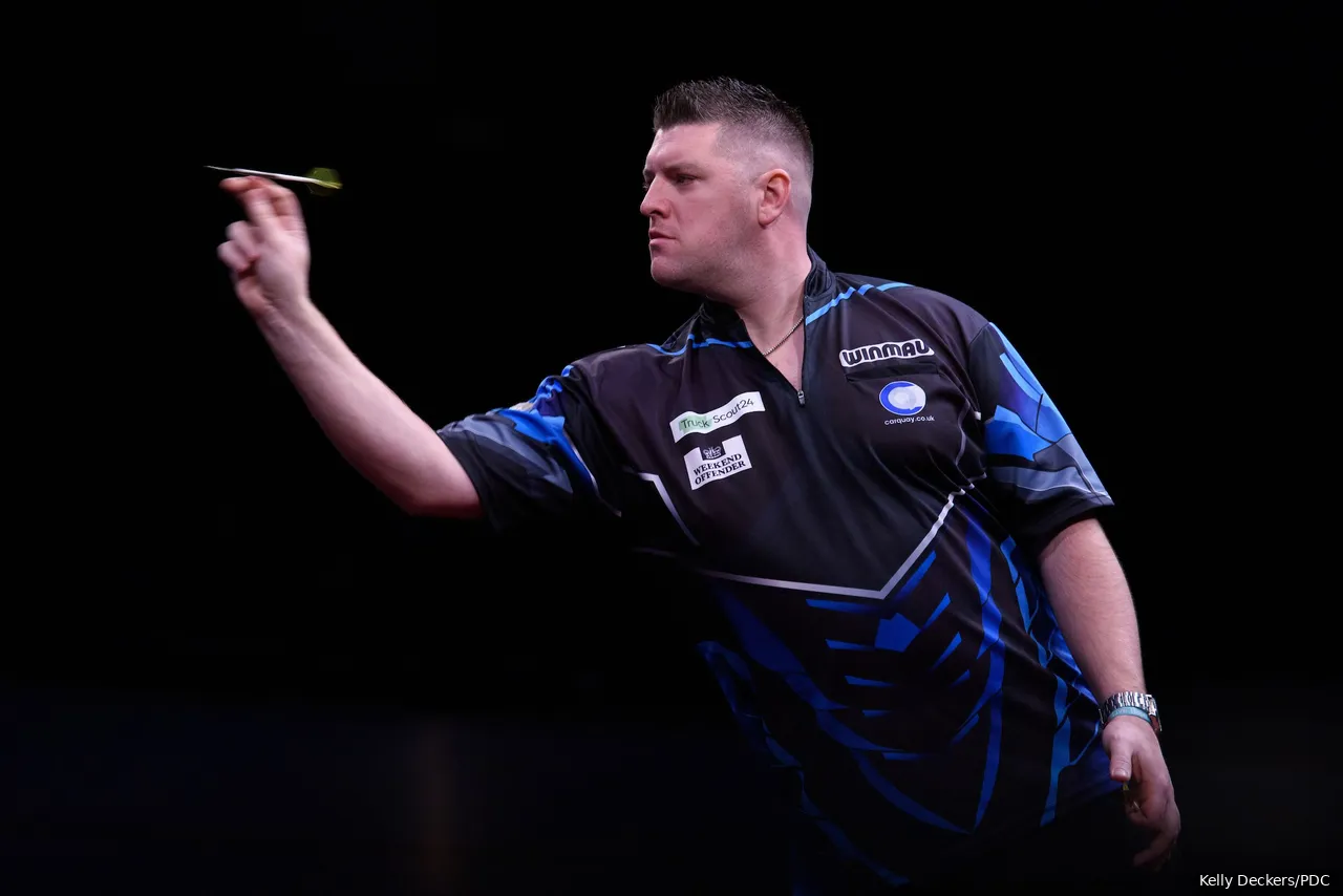 Daryl Gurney in actie op het EK Darts