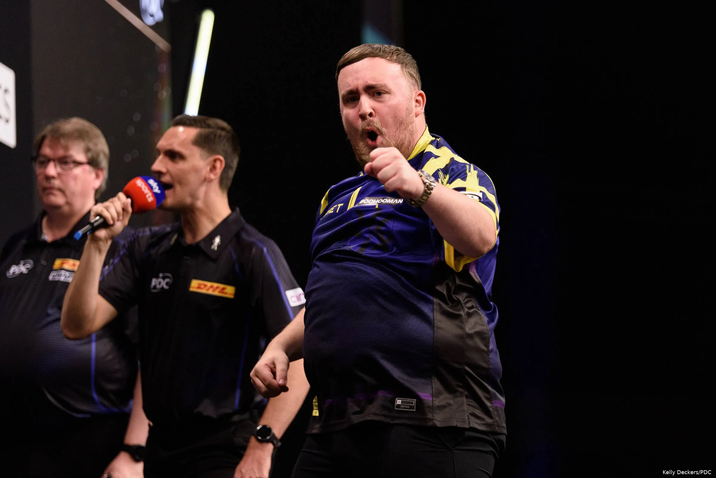 Luke Littler celebrates