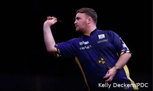 Luke Littler in action at the Grand Slam of Darts