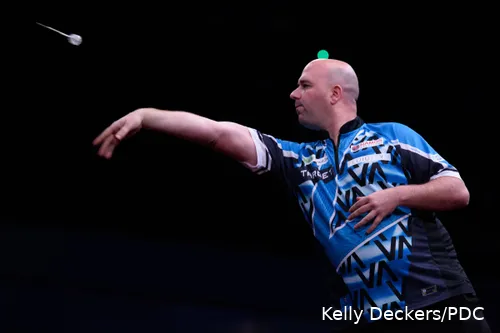 Rob Cross in action at the Grand Slam of Darts