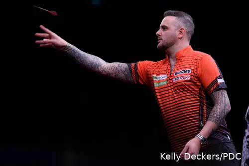 Joe Cullen in action at the past World Darts Championship&nbsp;