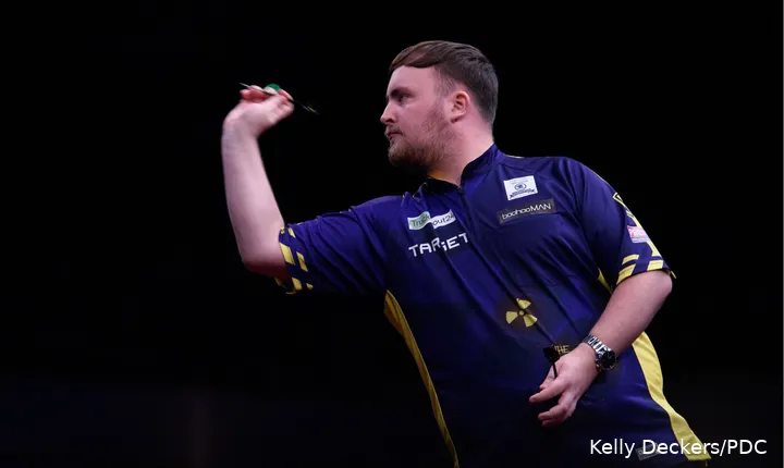 Luke Littler in action at the Grand Slam of Darts
