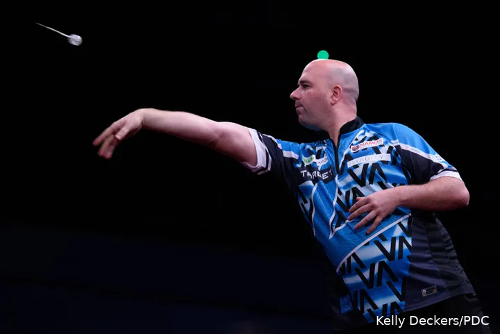 Rob Cross in action at the Grand Slam of Darts
