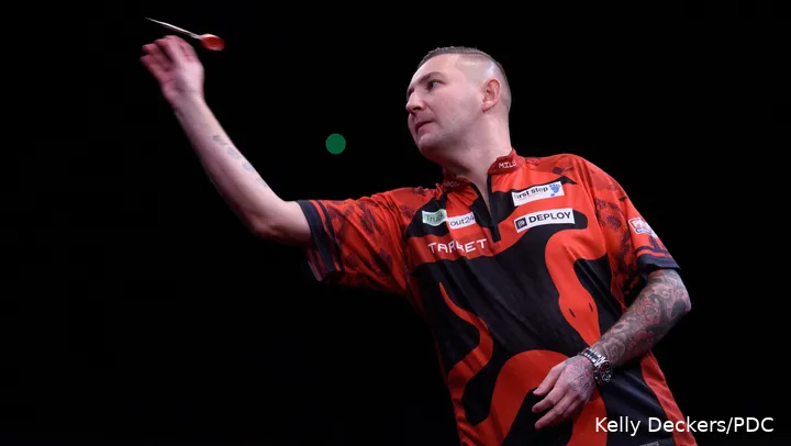 Nathan Aspinall in Aktion bei der vergangenen Darts WM of Darts