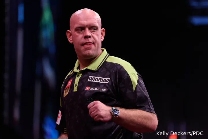 Michael van Gerwen strandde in de lijst van Paton op de negende plaats