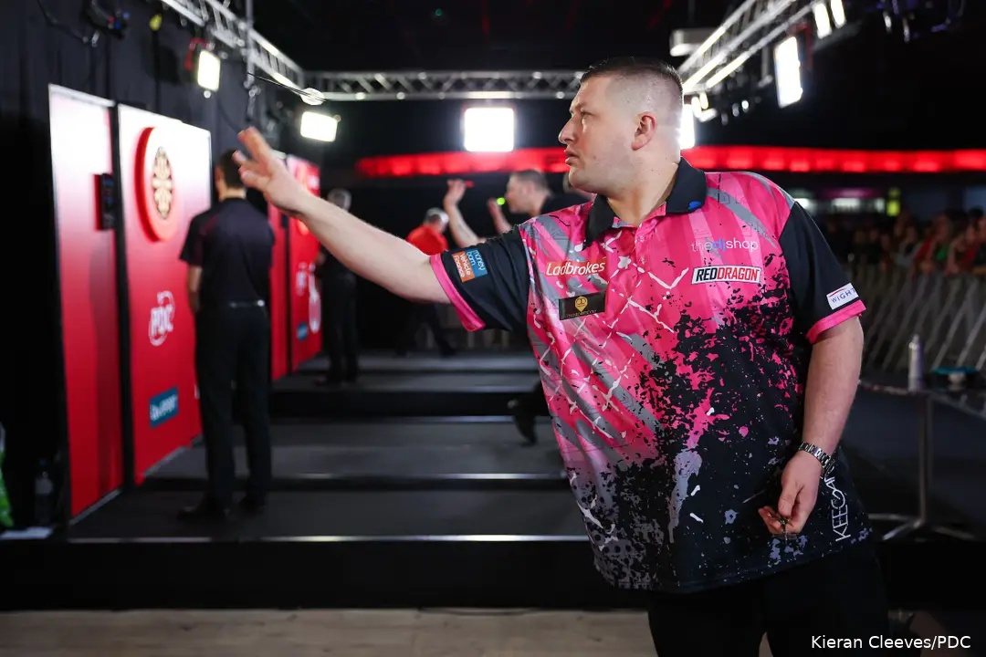 Keegan Brown in action at the UK Open