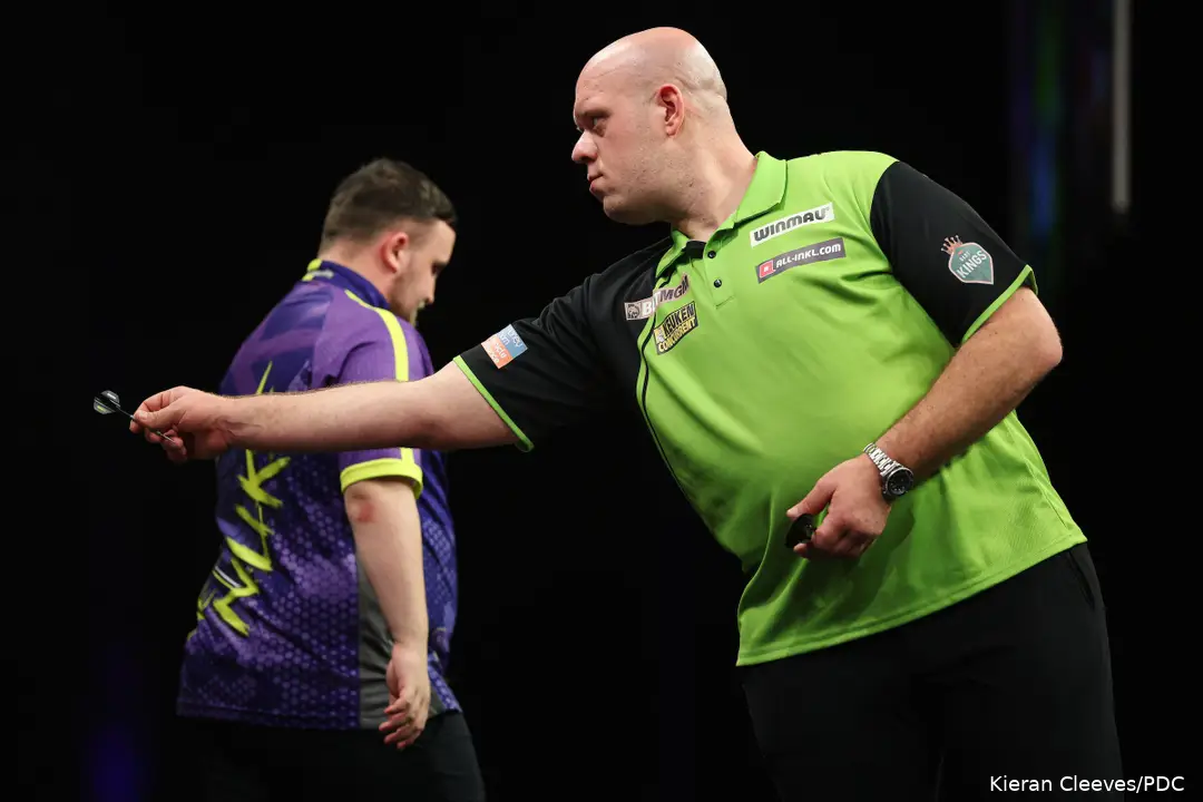 Michael van Gerwen and Luke Littler will face off in the tie of the round.