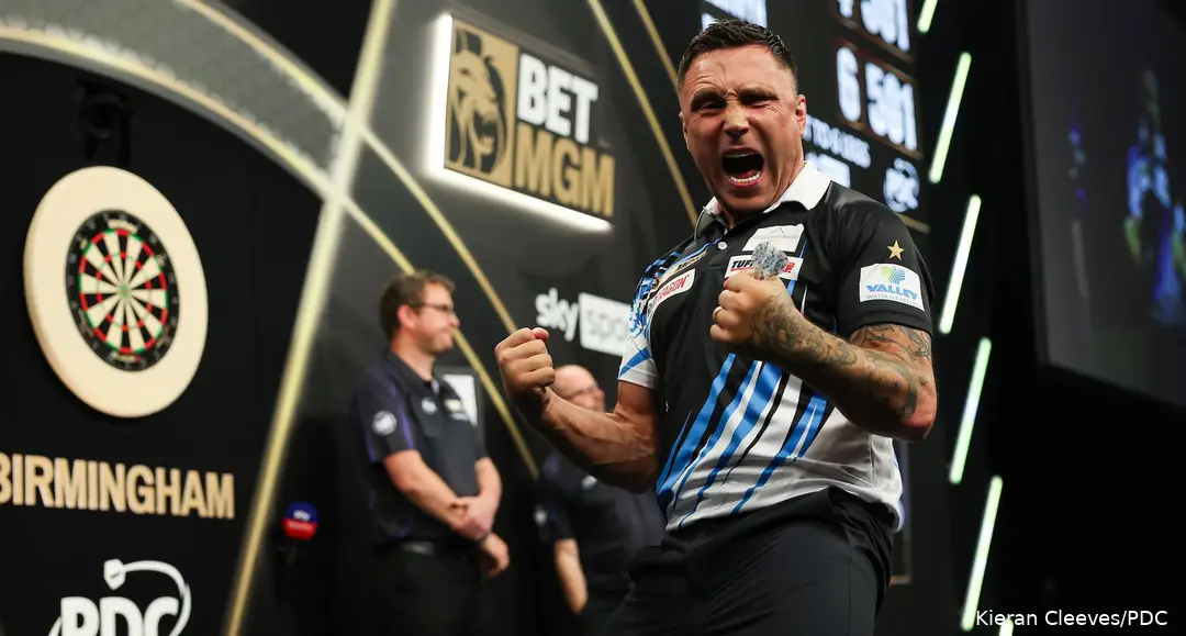 Gerwyn Price passionately celebrating and roaring