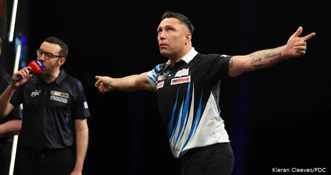 Gerwyn Price raises arms aloft