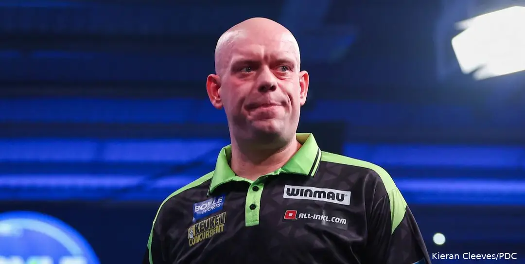 Michael van Gerwen looks pensive.