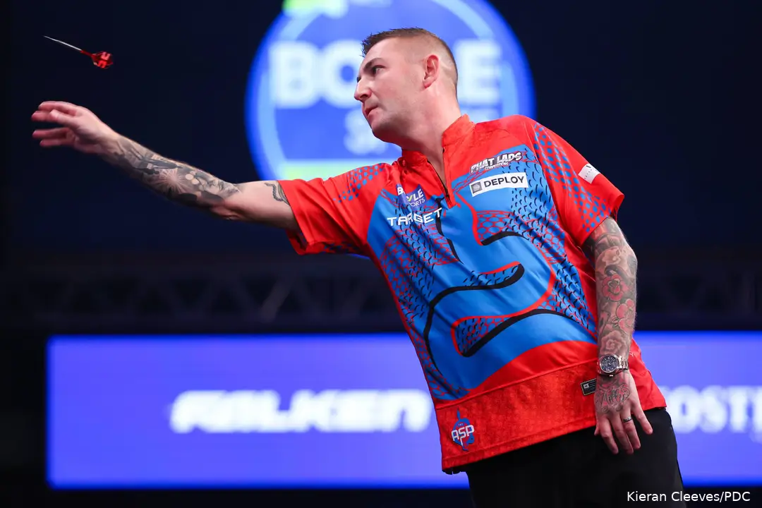 Nathan Aspinall in action at the 2026 World Grand Prix