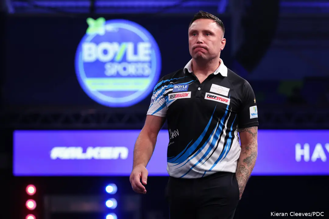 Gerwyn Price walking off the stage