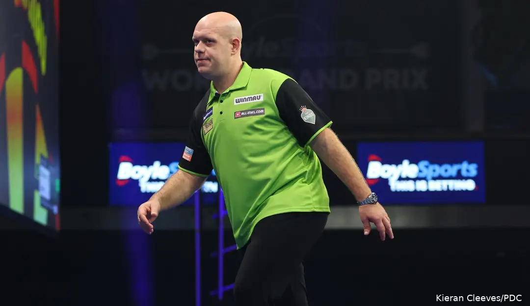 Voor Michael van Gerwen draaide de World Grand Prix uit op een ontgoocheling