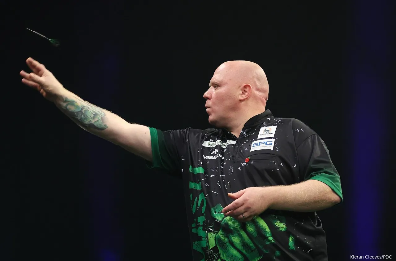 Martin Lukeman in actie op de Grand Slam of Darts