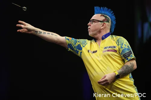 Peter Wright with the signature hairstyle.