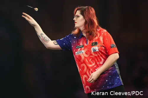 Noa-Lynn van Leuven in action at the World Darts Championships
