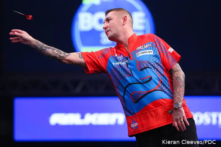 Nathan Aspinall in action at the 2026 World Grand Prix