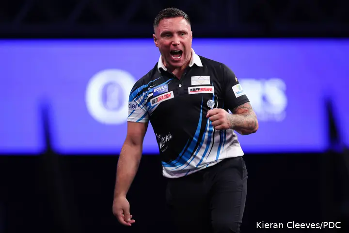 Gerwyn Price cheering on stage