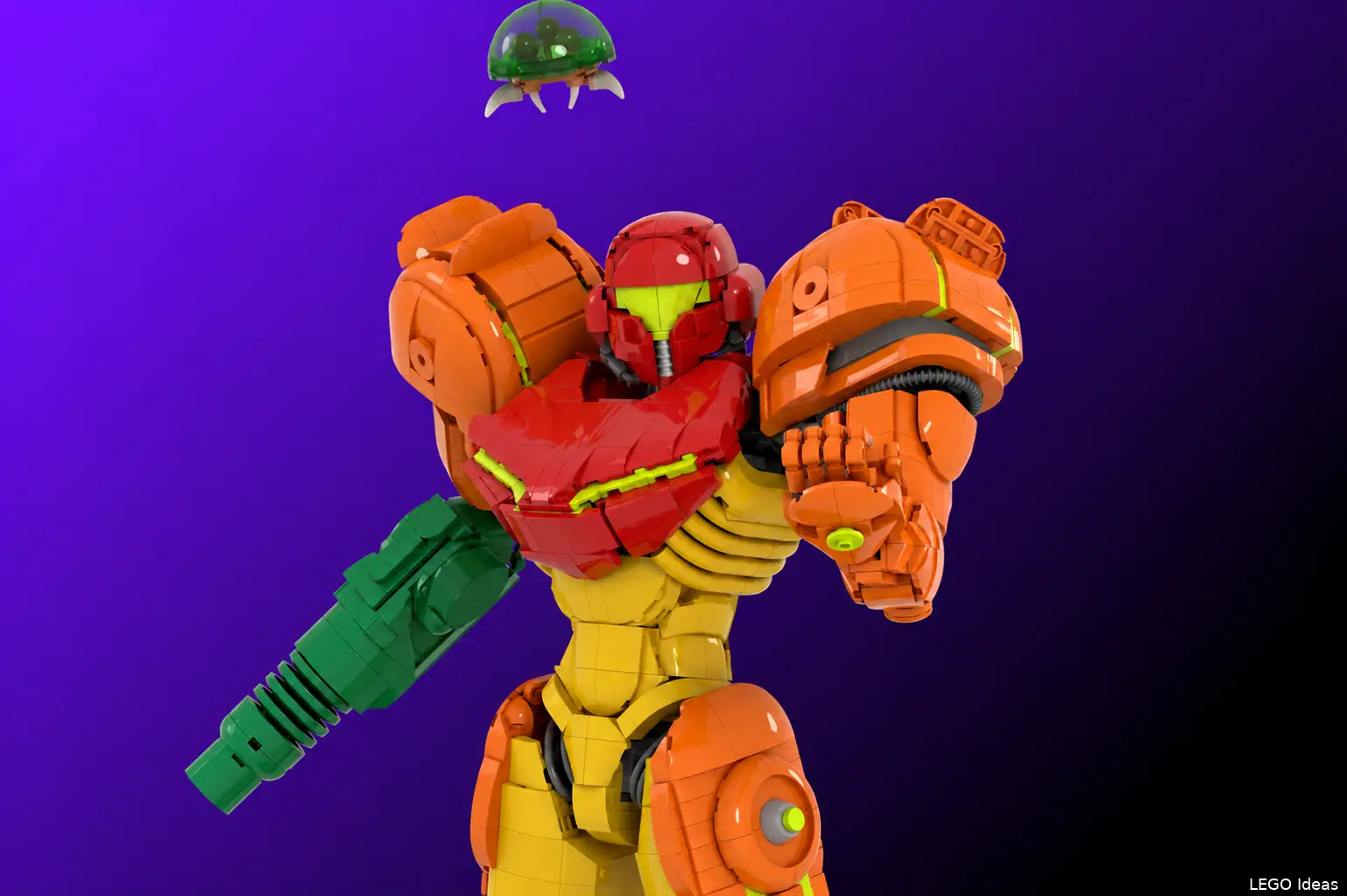 LEGO Samus met zwevende Metroid