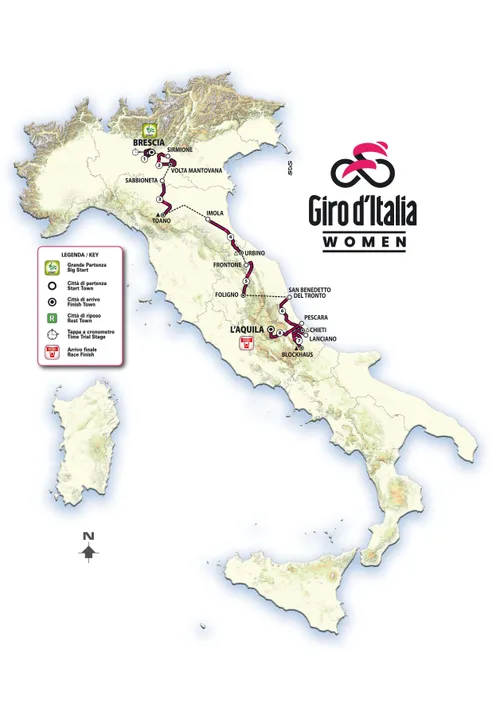 <i>Het volledige parcours van de Giro d'Italia Women 2024</i>