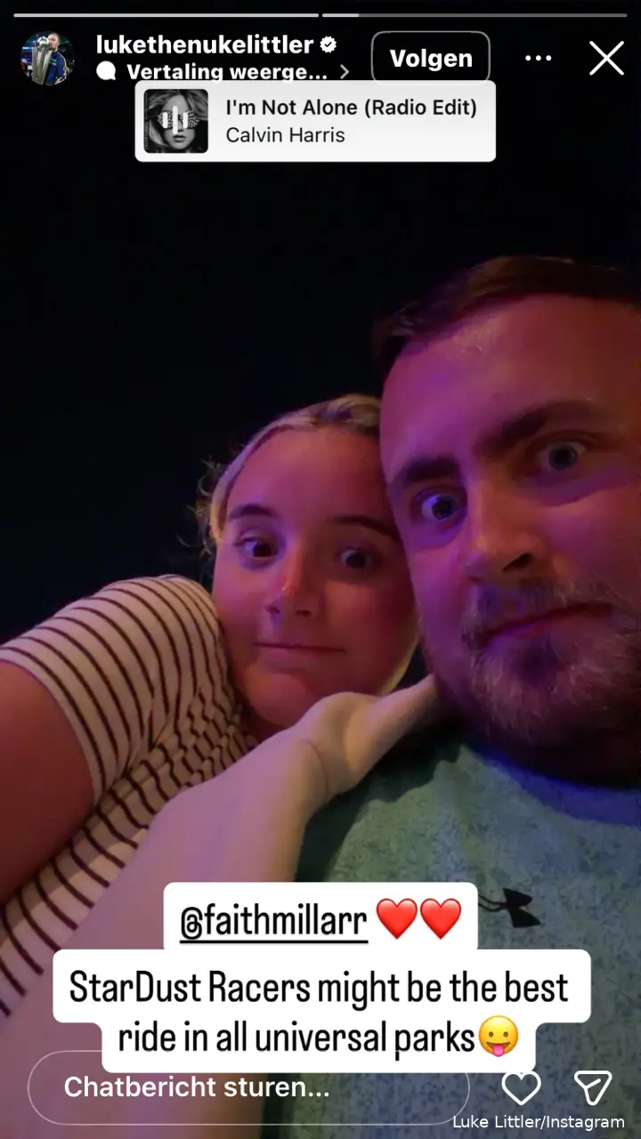Luke Littler poses with girlfriend Faith.