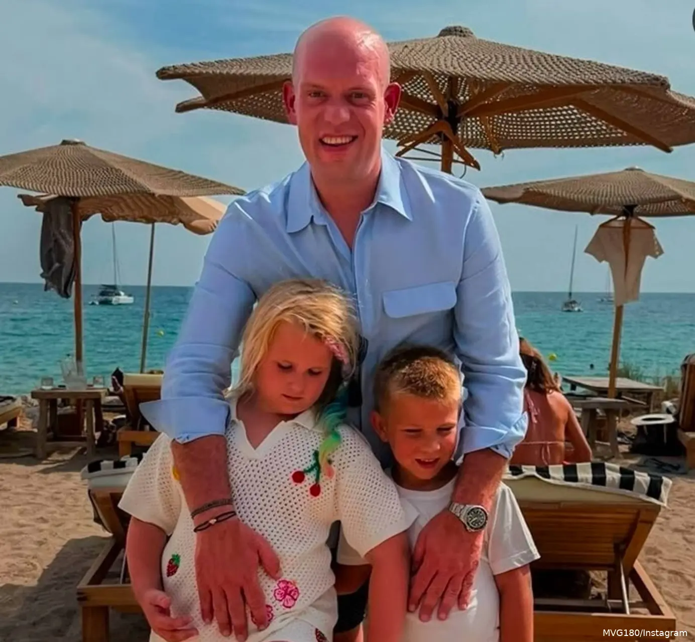 Michael van Gerwen enjoys a holiday with his kids
