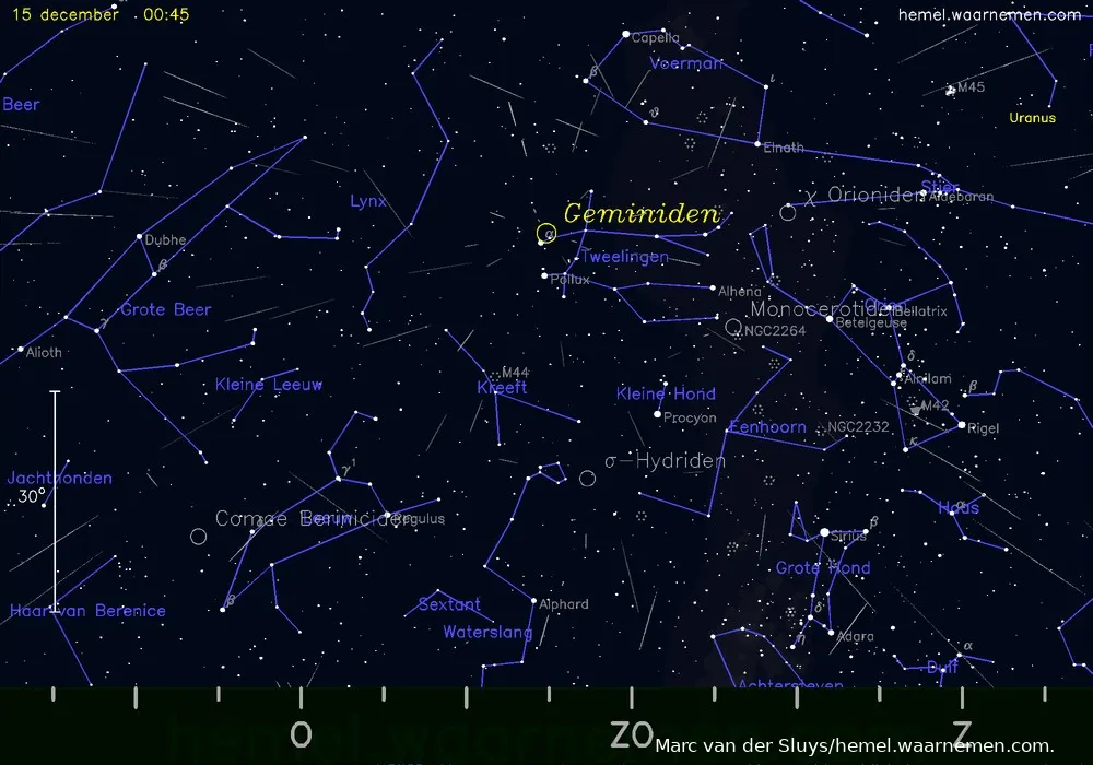geminiden 2023 hemelkaart