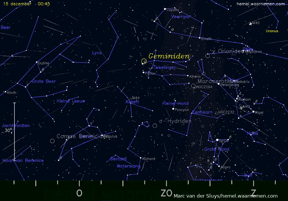 geminiden 2023 hemelkaart