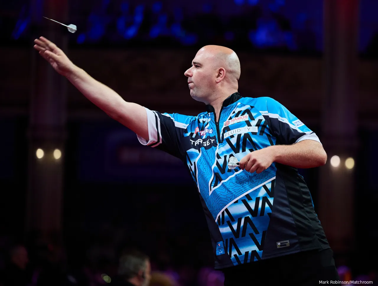 Rob Cross in action at the World Matchplay