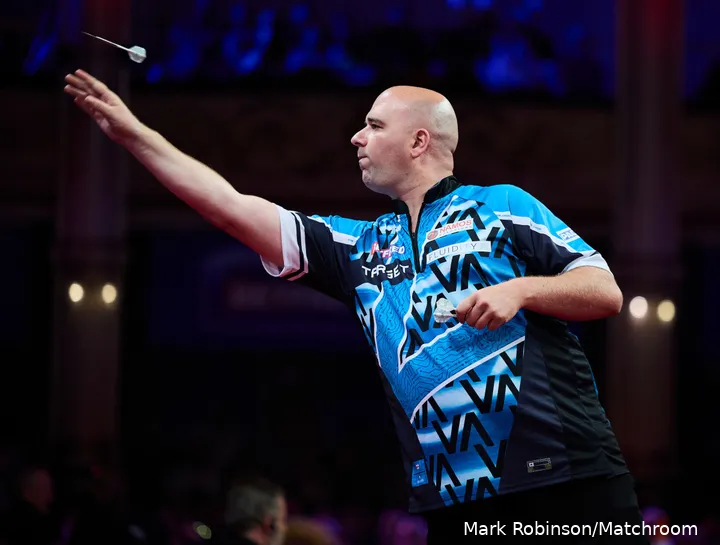 Rob Cross in action at the World Matchplay