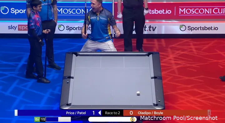 Gerwyn Price pots winning ball in Mosconi Cup