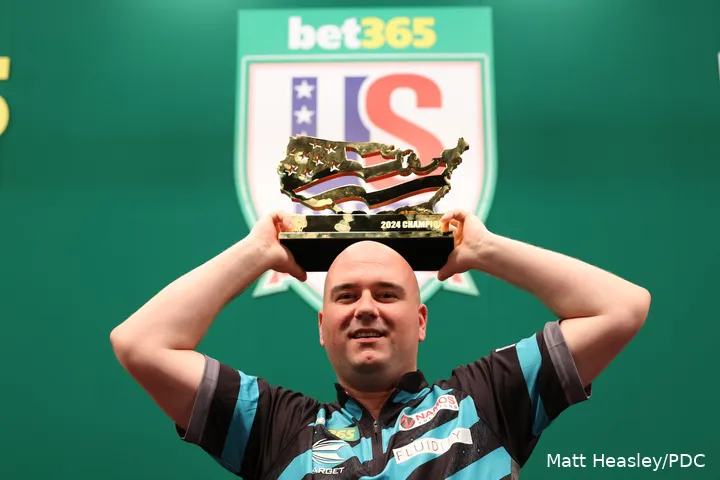 Rob Cross sicherte sich den Titel bei den US Darts Masters 2024<br>